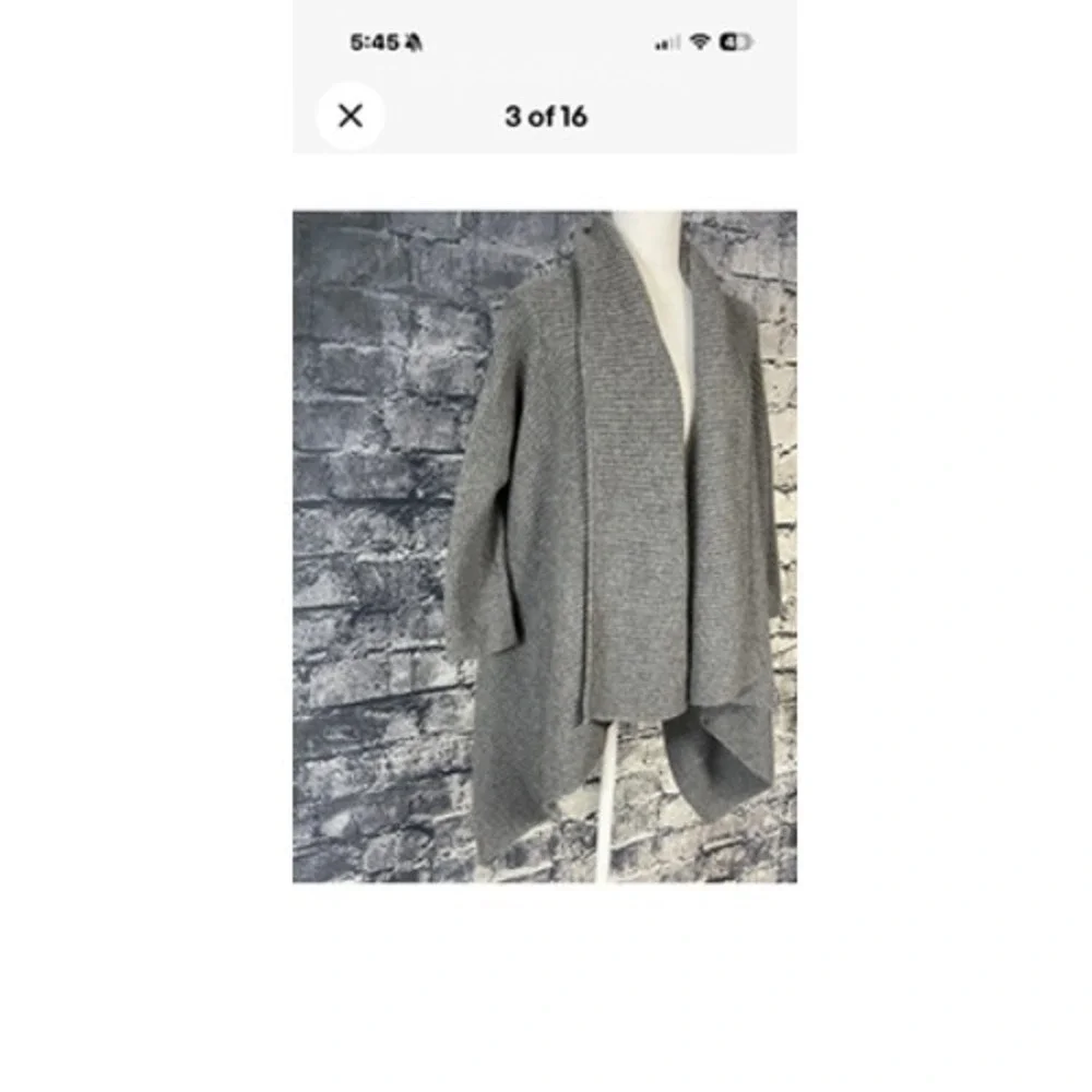 Forte Cashmere Sweater Cardigan Womens 1 Gray 100% Cashmere Open Front Draped